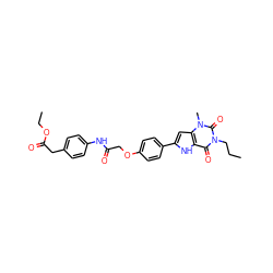 CCCn1c(=O)c2[nH]c(-c3ccc(OCC(=O)Nc4ccc(CC(=O)OCC)cc4)cc3)cc2n(C)c1=O ZINC000013678834