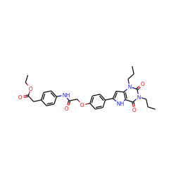 CCCn1c(=O)c2[nH]c(-c3ccc(OCC(=O)Nc4ccc(CC(=O)OCC)cc4)cc3)cc2n(CCC)c1=O ZINC000028566411