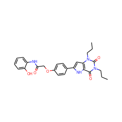 CCCn1c(=O)c2[nH]c(-c3ccc(OCC(=O)Nc4ccccc4O)cc3)cc2n(CCC)c1=O ZINC000013678732