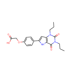 CCCn1c(=O)c2[nH]c(-c3ccc(OCC(=O)O)cc3)cc2n(CCC)c1=O ZINC000013678960