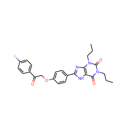 CCCn1c(=O)c2[nH]c(-c3ccc(OCC(=O)c4ccc(I)cc4)cc3)nc2n(CCC)c1=O ZINC000028567808