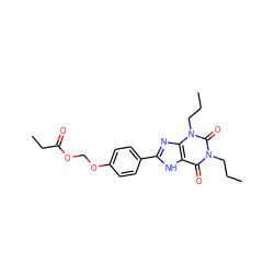 CCCn1c(=O)c2[nH]c(-c3ccc(OCOC(=O)CC)cc3)nc2n(CCC)c1=O ZINC000026258552