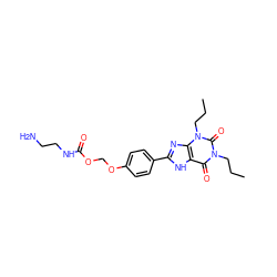 CCCn1c(=O)c2[nH]c(-c3ccc(OCOC(=O)NCCN)cc3)nc2n(CCC)c1=O ZINC000026376075