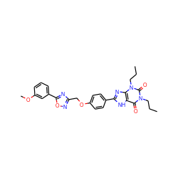 CCCn1c(=O)c2[nH]c(-c3ccc(OCc4noc(-c5cccc(OC)c5)n4)cc3)nc2n(CCC)c1=O ZINC000006717057