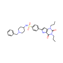 CCCn1c(=O)c2[nH]c(-c3ccc(S(=O)(=O)NC4CCN(Cc5ccccc5)CC4)cc3)cc2n(CCC)c1=O ZINC000034800817