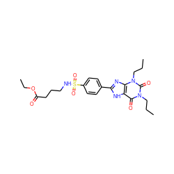 CCCn1c(=O)c2[nH]c(-c3ccc(S(=O)(=O)NCCCC(=O)OCC)cc3)nc2n(CCC)c1=O ZINC000026015767