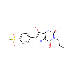 CCCn1c(=O)c2[nH]c(-c3ccc(S(C)(=O)=O)cc3)c(O)c2n(C)c1=O ZINC000040846614