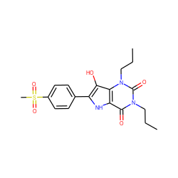 CCCn1c(=O)c2[nH]c(-c3ccc(S(C)(=O)=O)cc3)c(O)c2n(CCC)c1=O ZINC000040845408