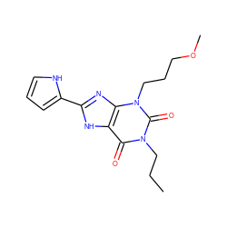 CCCn1c(=O)c2[nH]c(-c3ccc[nH]3)nc2n(CCCOC)c1=O ZINC000043072582