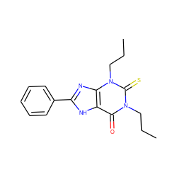 CCCn1c(=O)c2[nH]c(-c3ccccc3)nc2n(CCC)c1=S ZINC000029555482