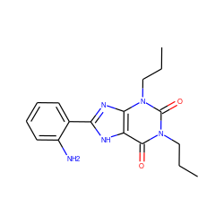 CCCn1c(=O)c2[nH]c(-c3ccccc3N)nc2n(CCC)c1=O ZINC000026016358