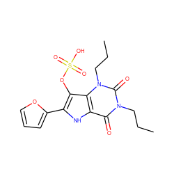 CCCn1c(=O)c2[nH]c(-c3ccco3)c(OS(=O)(=O)O)c2n(CCC)c1=O ZINC000040848000