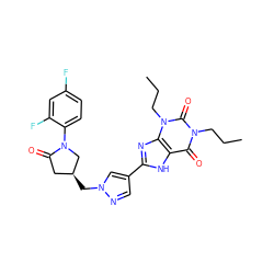 CCCn1c(=O)c2[nH]c(-c3cnn(C[C@H]4CC(=O)N(c5ccc(F)cc5F)C4)c3)nc2n(CCC)c1=O ZINC000115155100