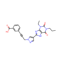 CCCn1c(=O)c2[nH]c(-c3cnn(CC#Cc4cccc(C(=O)O)c4)c3)nc2n(CC)c1=O ZINC000144874131