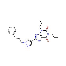 CCCn1c(=O)c2[nH]c(-c3cnn(CCCc4ccccc4)c3)nc2n(CCC)c1=O ZINC000035943565