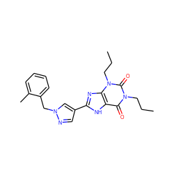 CCCn1c(=O)c2[nH]c(-c3cnn(Cc4ccccc4C)c3)nc2n(CCC)c1=O ZINC000036124066