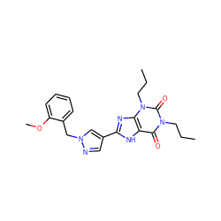 CCCn1c(=O)c2[nH]c(-c3cnn(Cc4ccccc4OC)c3)nc2n(CCC)c1=O ZINC000035860913