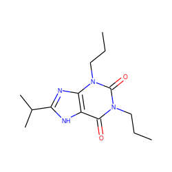 CCCn1c(=O)c2[nH]c(C(C)C)nc2n(CCC)c1=O ZINC000012405323