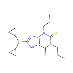 CCCn1c(=O)c2[nH]c(C(C3CC3)C3CC3)nc2n(CCC)c1=S ZINC000013832606