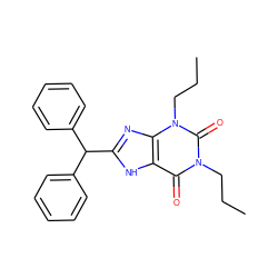 CCCn1c(=O)c2[nH]c(C(c3ccccc3)c3ccccc3)nc2n(CCC)c1=O ZINC000013861098