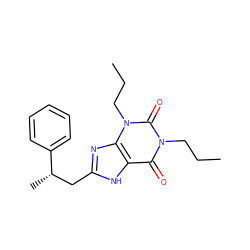 CCCn1c(=O)c2[nH]c(C[C@H](C)c3ccccc3)nc2n(CCC)c1=O ZINC000003809567