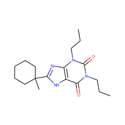 CCCn1c(=O)c2[nH]c(C3(C)CCCCC3)nc2n(CCC)c1=O ZINC000012405336