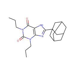 CCCn1c(=O)c2[nH]c(C34CC5CC(CC(C5)C3)C4)nc2n(CCC)c1=O ZINC000012405346