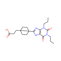 CCCn1c(=O)c2[nH]c(C34CCC(CCC(=O)O)(CC3)CC4)nc2n(CCC)c1=O ZINC000000603777