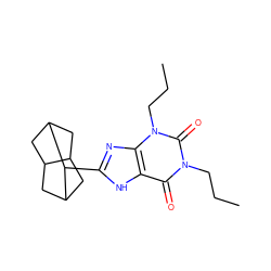 CCCn1c(=O)c2[nH]c(C3C4CC5CC3CC5C4)nc2n(CCC)c1=O ZINC000026398491