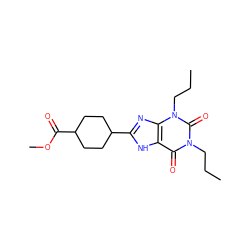 CCCn1c(=O)c2[nH]c(C3CCC(C(=O)OC)CC3)nc2n(CCC)c1=O ZINC000029558563