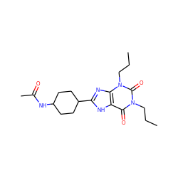 CCCn1c(=O)c2[nH]c(C3CCC(NC(C)=O)CC3)nc2n(CCC)c1=O ZINC000029555546