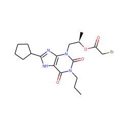 CCCn1c(=O)c2[nH]c(C3CCCC3)nc2n(C[C@@H](C)OC(=O)CBr)c1=O ZINC000012405670