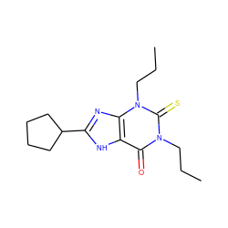 CCCn1c(=O)c2[nH]c(C3CCCC3)nc2n(CCC)c1=S ZINC000000013366