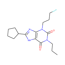 CCCn1c(=O)c2[nH]c(C3CCCC3)nc2n(CCCF)c1=O ZINC000003838329