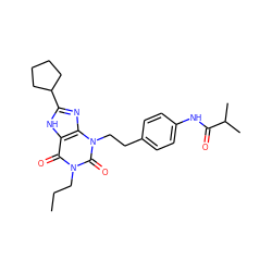 CCCn1c(=O)c2[nH]c(C3CCCC3)nc2n(CCc2ccc(NC(=O)C(C)C)cc2)c1=O ZINC000000833566