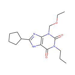 CCCn1c(=O)c2[nH]c(C3CCCC3)nc2n(COCC)c1=O ZINC000027637934