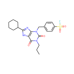 CCCn1c(=O)c2[nH]c(C3CCCCC3)nc2n(Cc2ccc(S(=O)(=O)F)cc2)c1=O ZINC000036123982