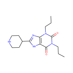 CCCn1c(=O)c2[nH]c(C3CCNCC3)nc2n(CCC)c1=O ZINC000027713846