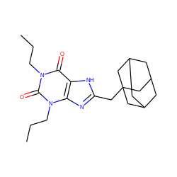 CCCn1c(=O)c2[nH]c(CC34CC5CC(CC(C5)C3)C4)nc2n(CCC)c1=O ZINC000012405347