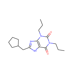 CCCn1c(=O)c2[nH]c(CC3CCCC3)nc2n(CCC)c1=O ZINC000027705139