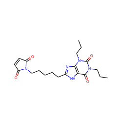 CCCn1c(=O)c2[nH]c(CCCCCN3C(=O)C=CC3=O)nc2n(CCC)c1=O ZINC000012405643