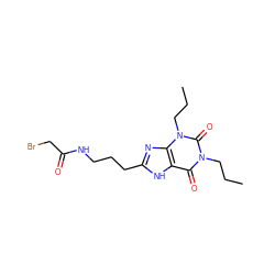 CCCn1c(=O)c2[nH]c(CCCNC(=O)CBr)nc2n(CCC)c1=O ZINC000012405647