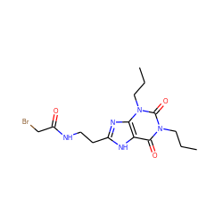 CCCn1c(=O)c2[nH]c(CCNC(=O)CBr)nc2n(CCC)c1=O ZINC000012405646