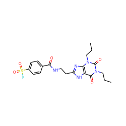 CCCn1c(=O)c2[nH]c(CCNC(=O)c3ccc(S(=O)(=O)F)cc3)nc2n(CCC)c1=O ZINC000012405655