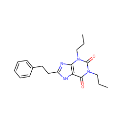 CCCn1c(=O)c2[nH]c(CCc3ccccc3)nc2n(CCC)c1=O ZINC000012405375