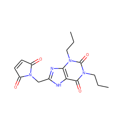 CCCn1c(=O)c2[nH]c(CN3C(=O)C=CC3=O)nc2n(CCC)c1=O ZINC000012405642