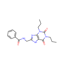 CCCn1c(=O)c2[nH]c(CNC(=O)c3ccccc3)nc2n(CCC)c1=O ZINC000012405657