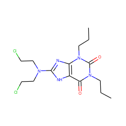 CCCn1c(=O)c2[nH]c(N(CCCl)CCCl)nc2n(CCC)c1=O ZINC000012405641