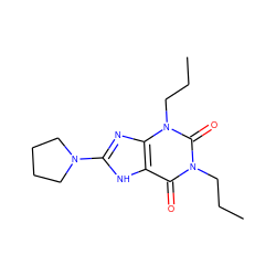 CCCn1c(=O)c2[nH]c(N3CCCC3)nc2n(CCC)c1=O ZINC000029553345