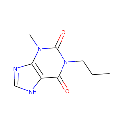 CCCn1c(=O)c2[nH]cnc2n(C)c1=O ZINC000000014162